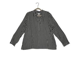 J.Jill size L popover top black/white plaid long sleeves oversized career wear